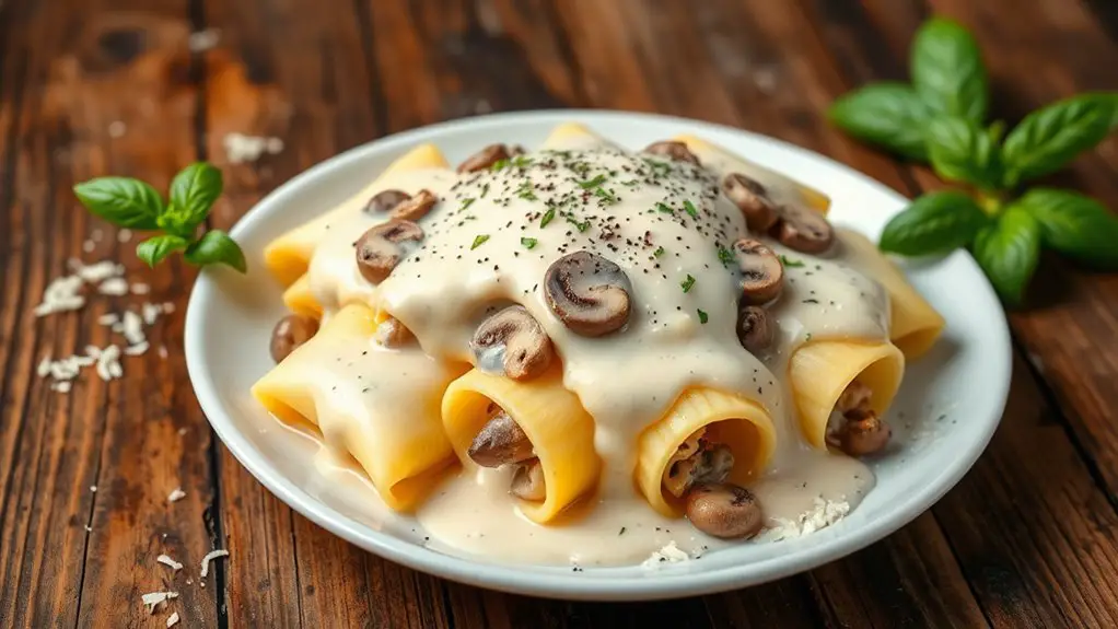 creamy mushroom stuffed pasta