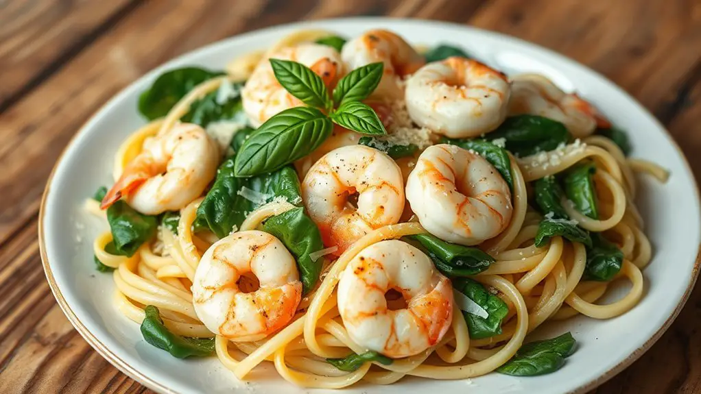 creamy shrimp spinach pasta