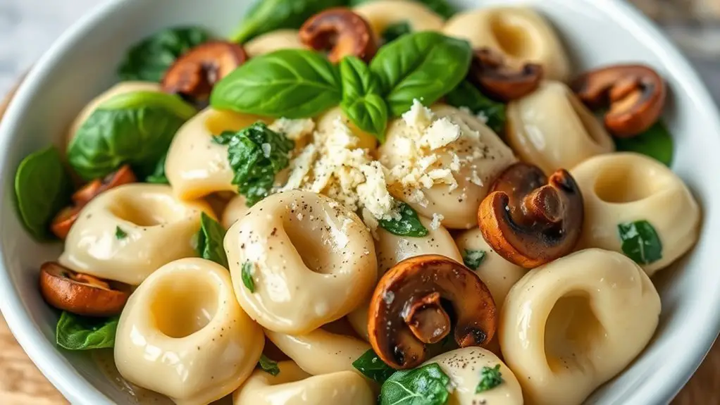 creamy spinach mushroom tortellini