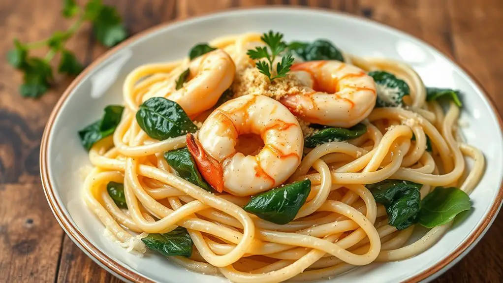 creamy spinach shrimp pasta