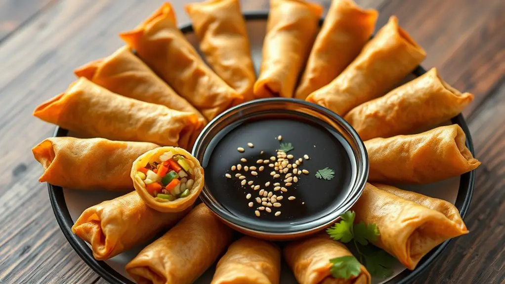 crispy vegetarian filled rolls