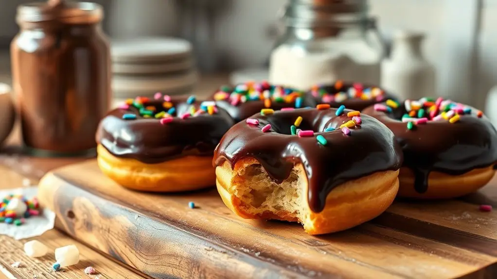 delicious chocolate frosted donuts