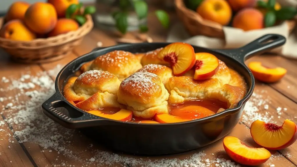 delicious dessert with peaches