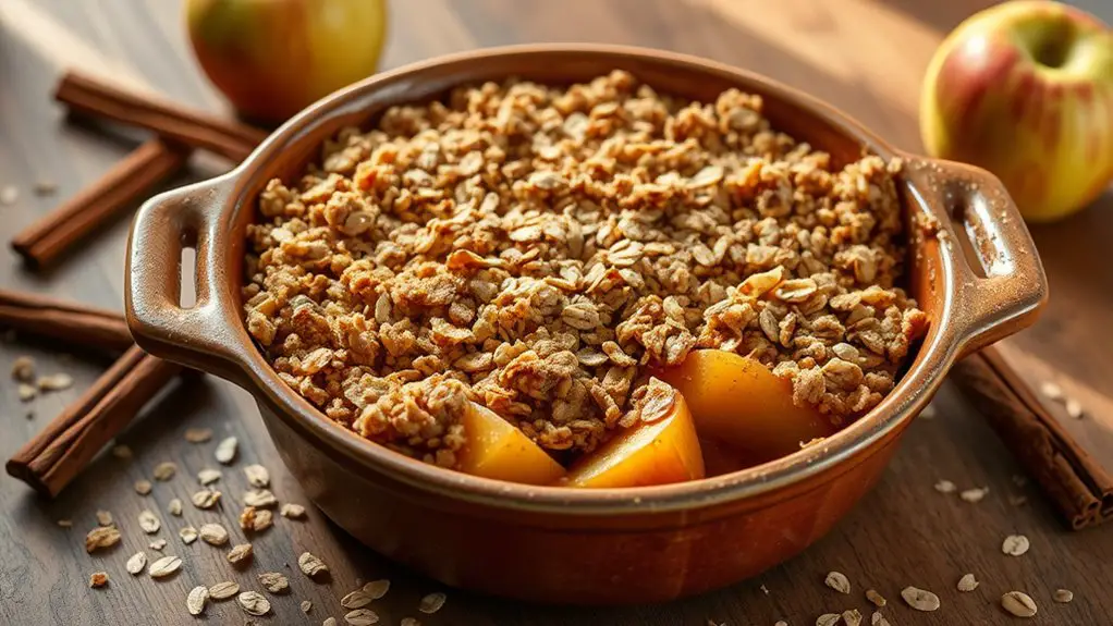 delicious oat topped apple dessert