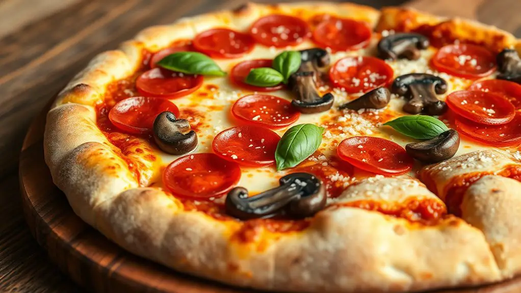 delicious pepperoni mushroom pizza