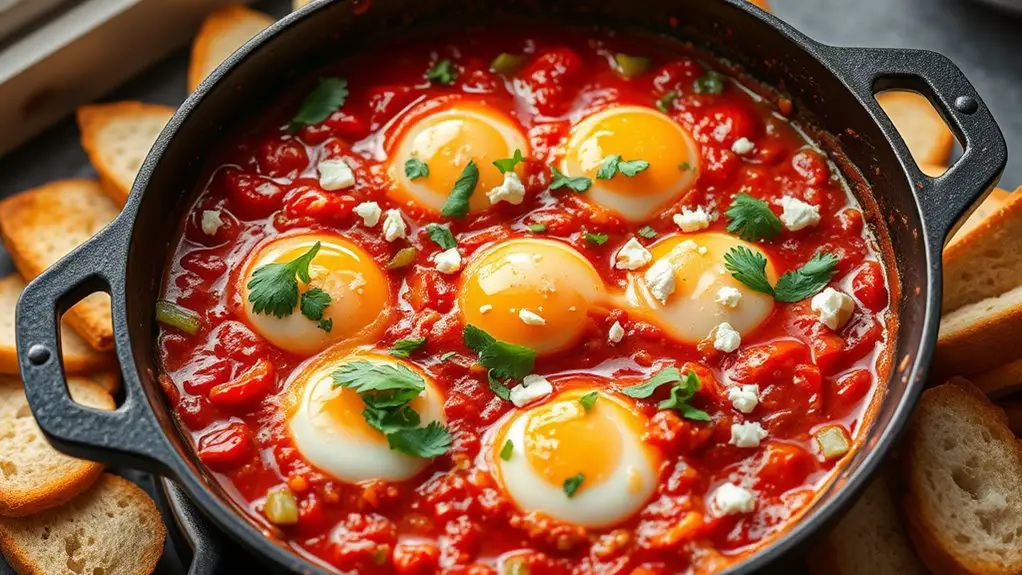 eggs poached in sauce