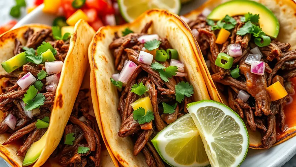 flavorful shredded beef tacos