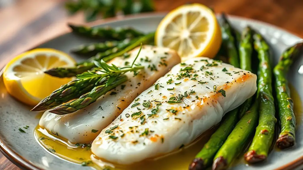 flounder dish with asparagus