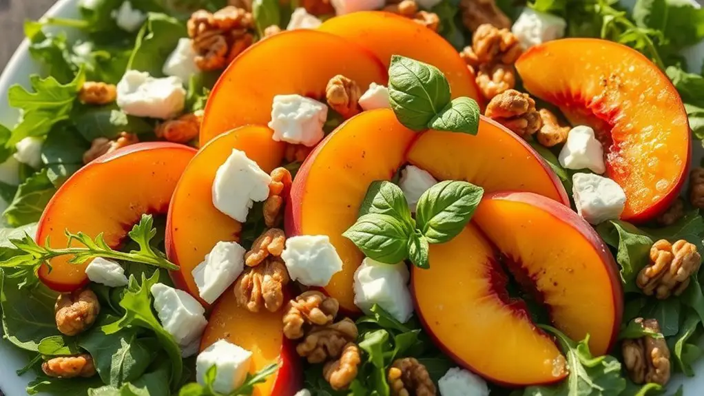 fresh peach arugula salad