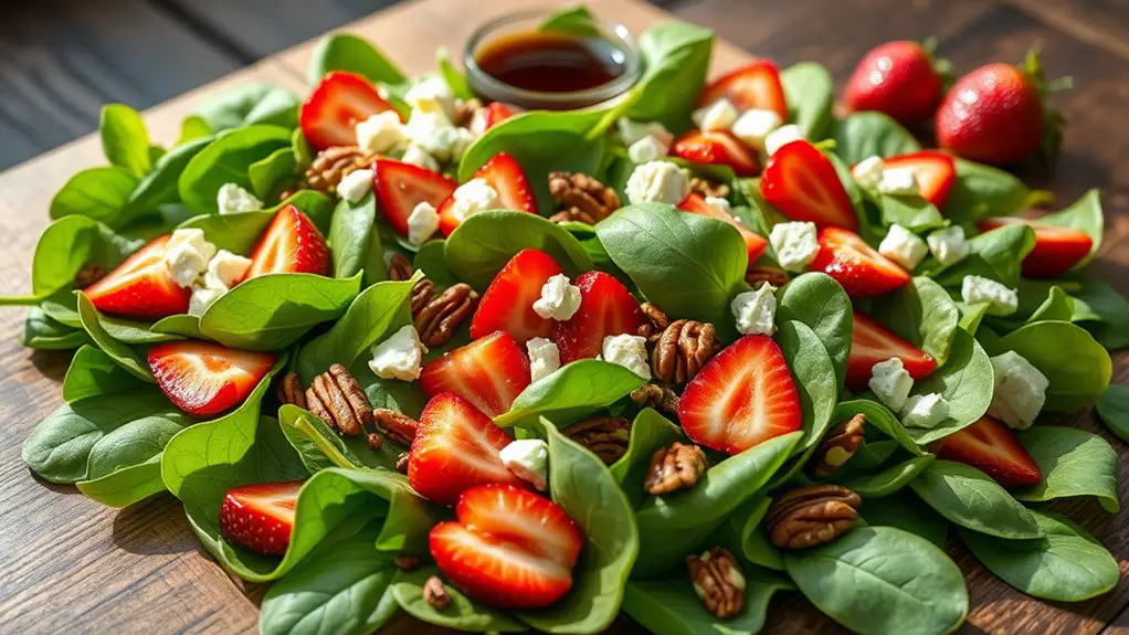 fresh spinach and strawberries