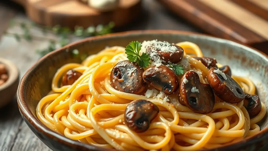 garlic butter mushroom spaghetti