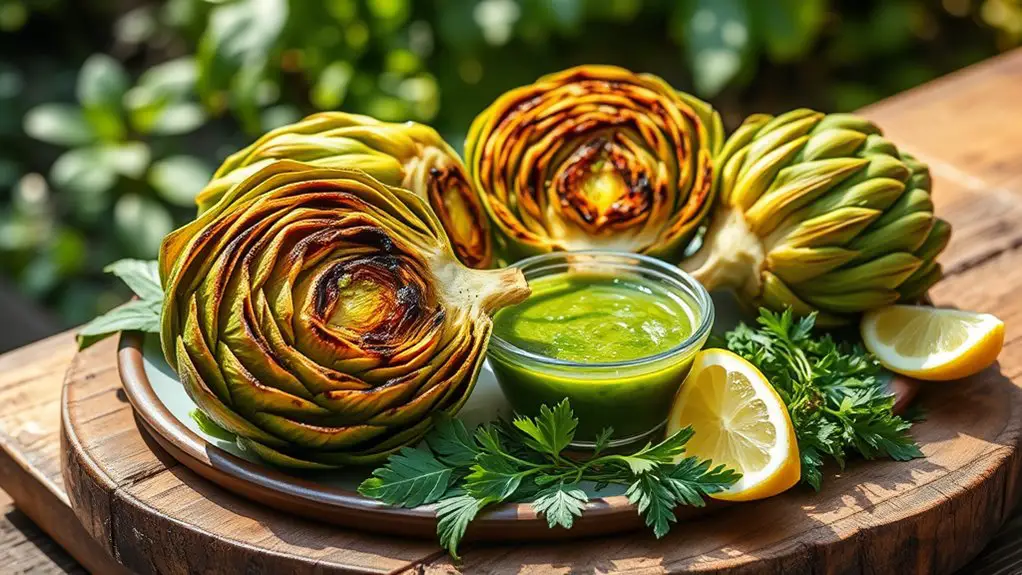 grilled artichokes with sauce