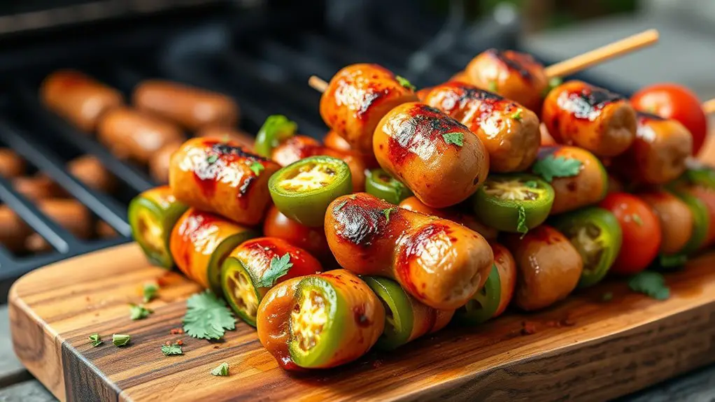 grilled jalape o sausage skewers