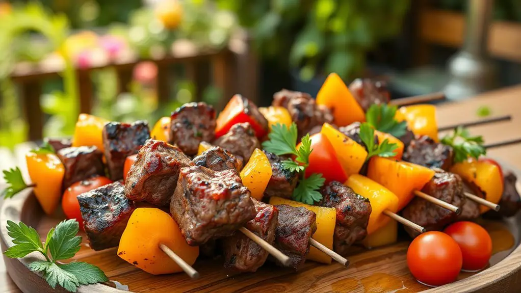 grilled marinated beef skewers