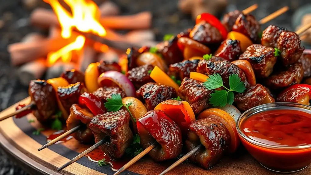 grilled marinated beef skewers