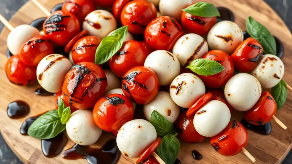 grilled mozzarella tomato skewers