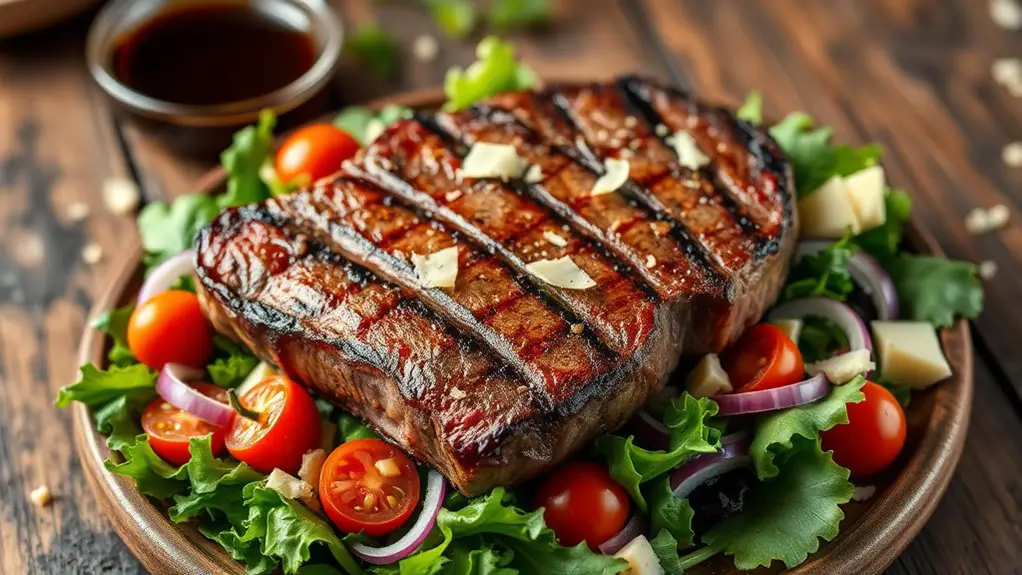 grilled rib eye steak salad