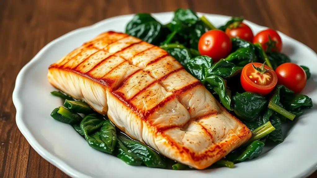 grilled salmon and spinach