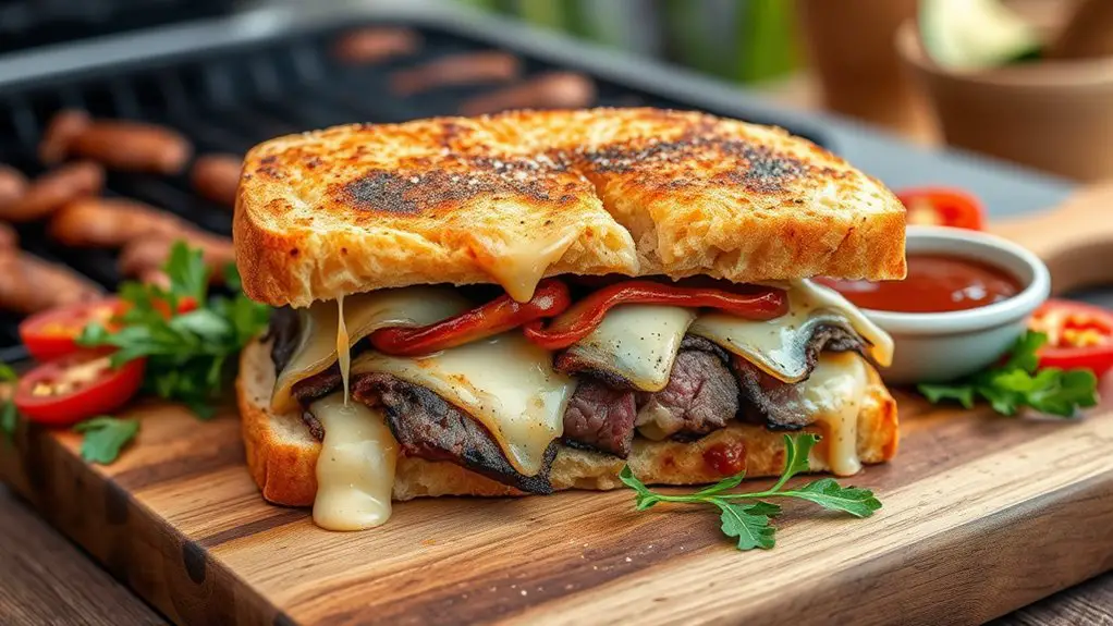 grilled steak onion sandwich