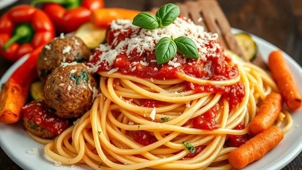 healthy pasta with meatballs