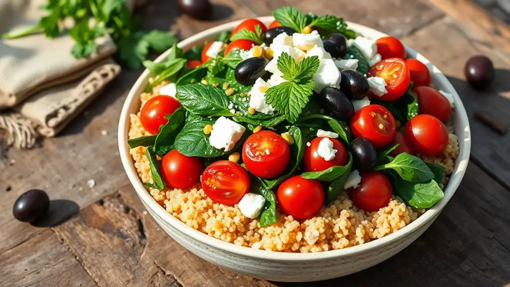 healthy quinoa spinach bowl