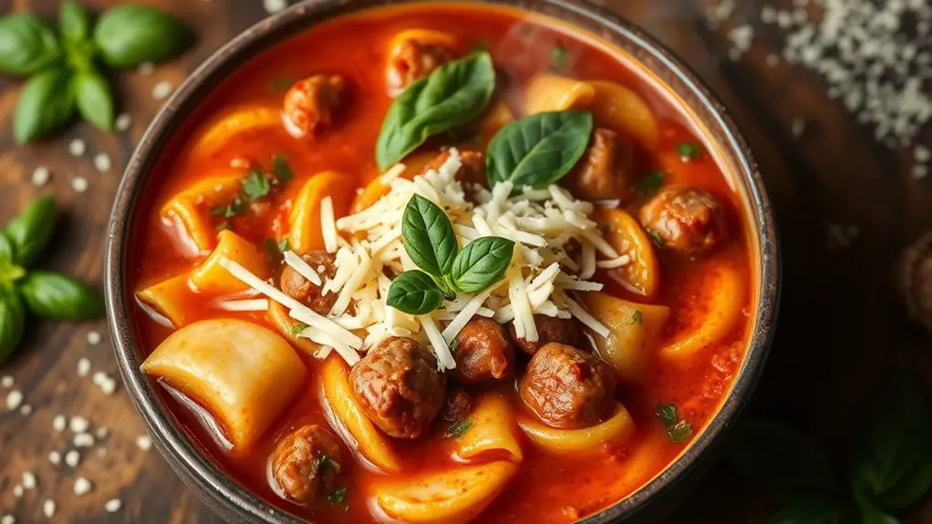 hearty sausage lasagna soup