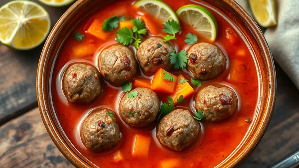 hearty spicy meatball soup