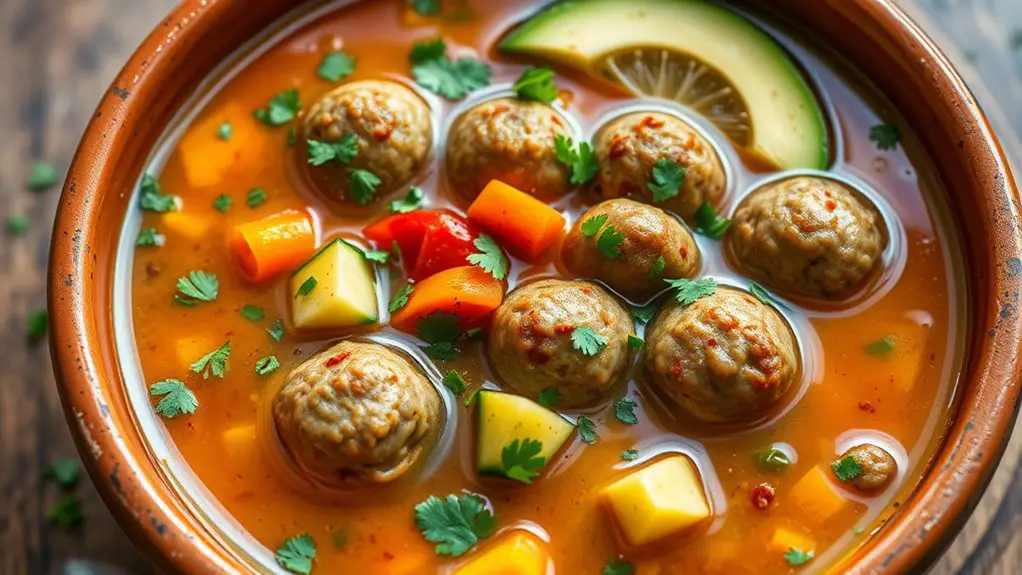 hearty vegetarian meatball soup