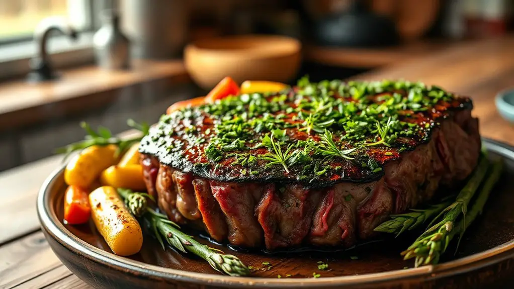 herb crusted baked steak