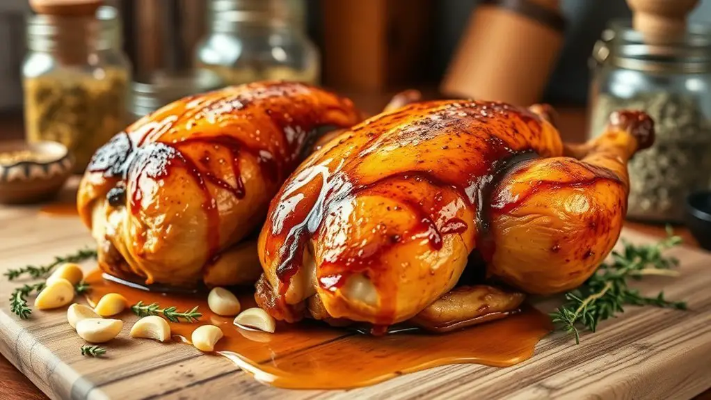 honey garlic glazed hens