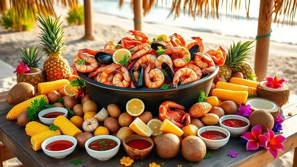 island inspired seafood feast