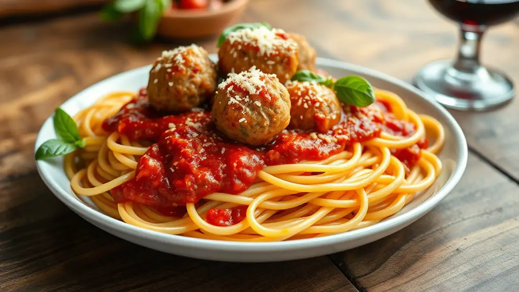 italian pasta with meatballs