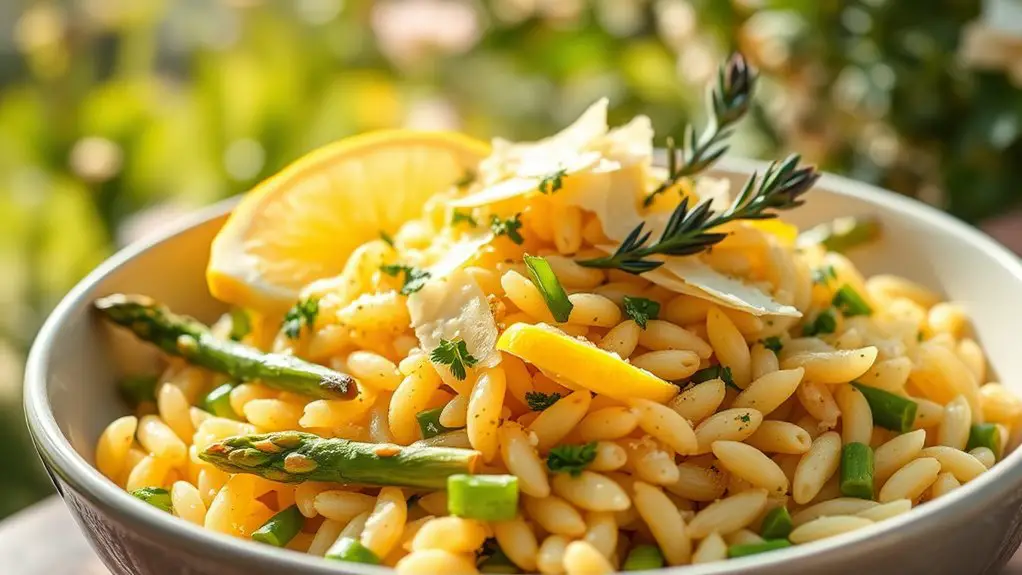 lemon asparagus orzo dish