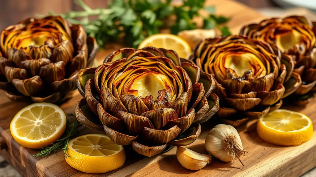 lemon garlic roasted artichokes