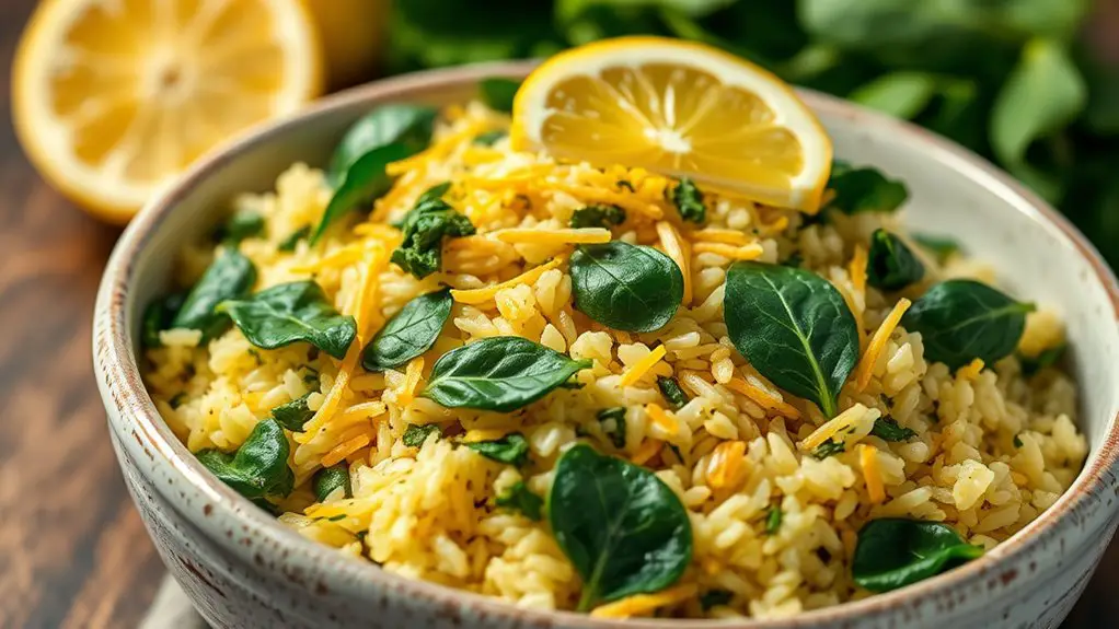 lemon infused spinach rice dish