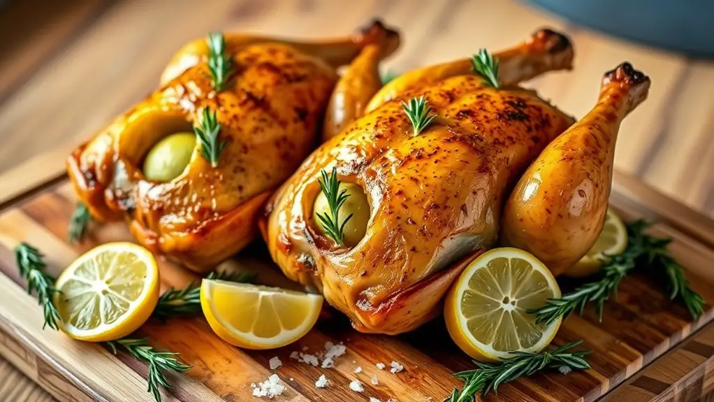 lemon thyme stuffed hens