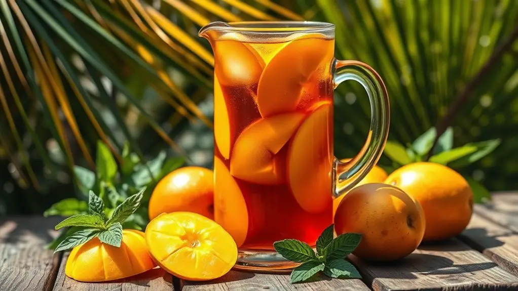 mango infused sweet tea beverage