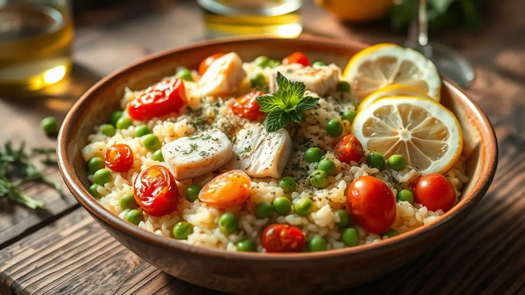 mediterranean style fish risotto