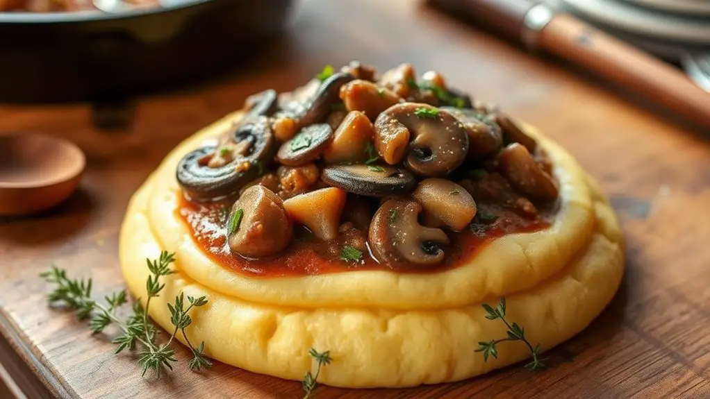 mushroom ragu over polenta