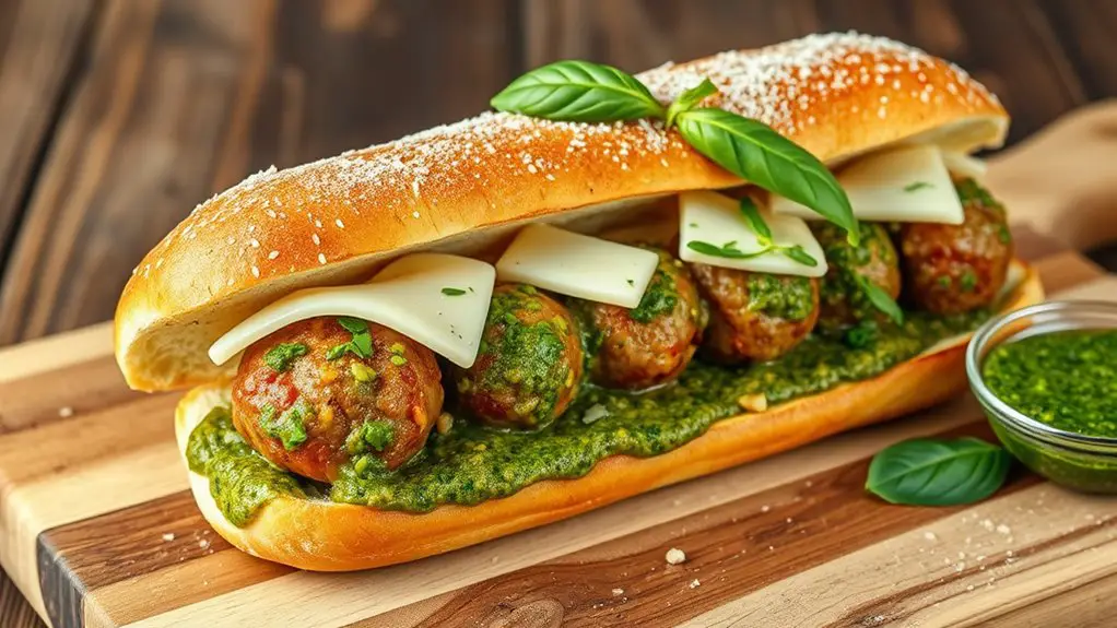 pesto meatball sandwich delight