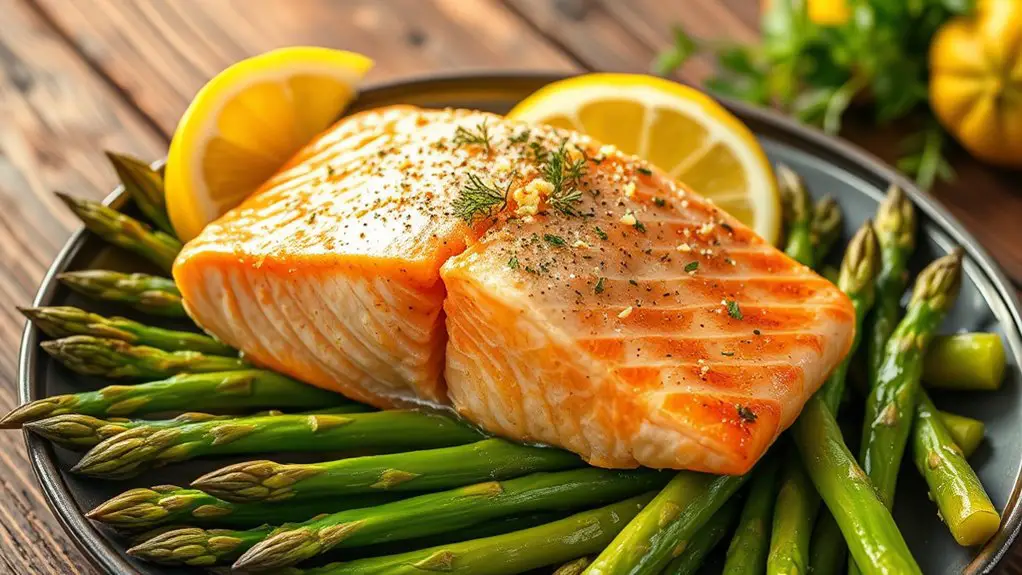 salmon and asparagus dish