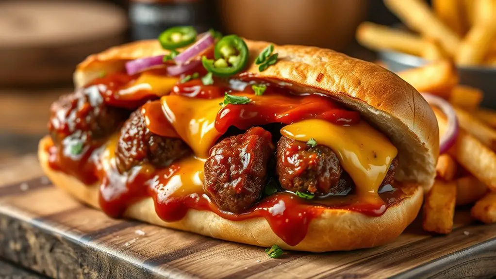 savory bbq meatball sandwich