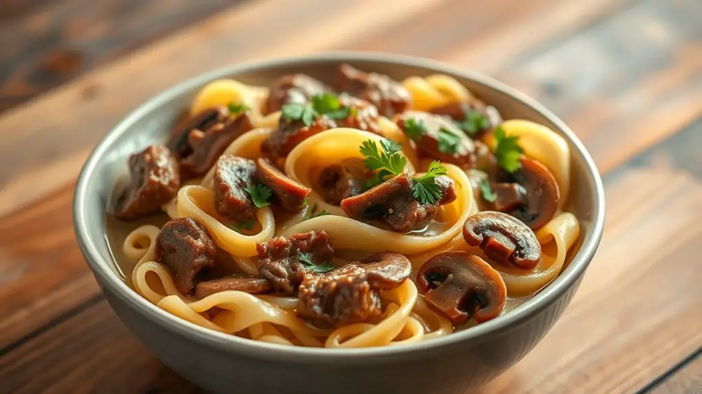 savory beef and noodles