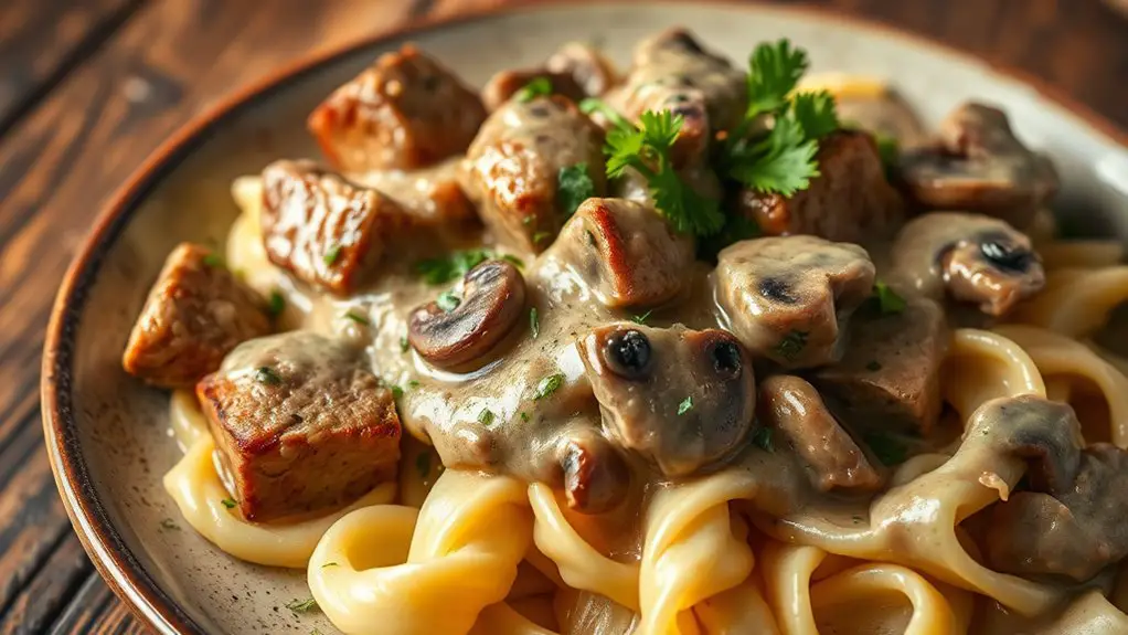 savory beef stroganoff recipe