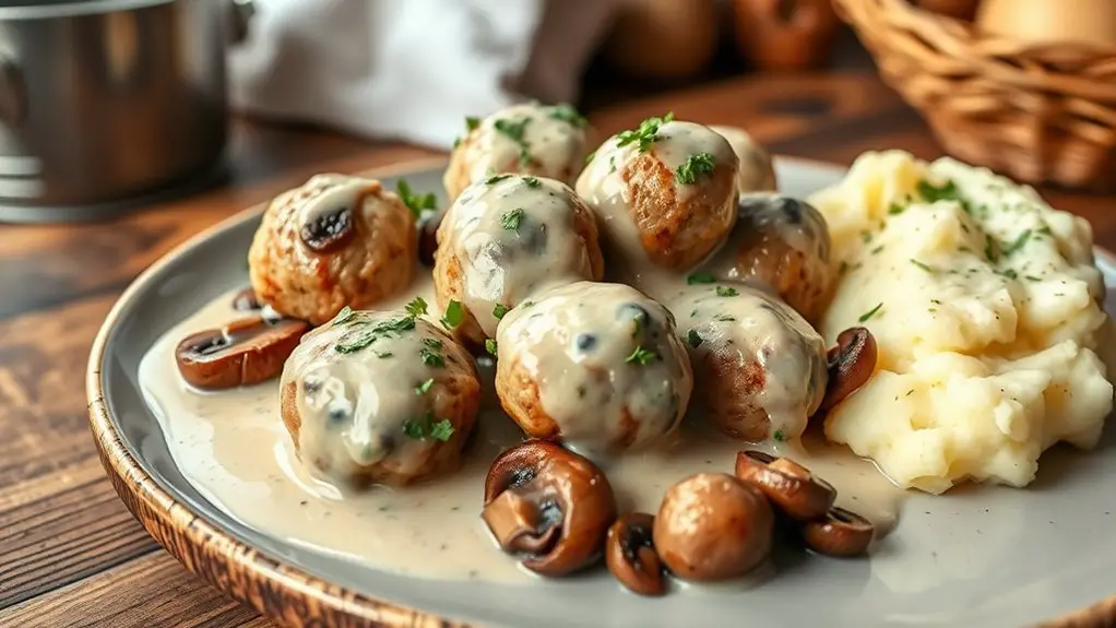 savory creamy mushroom meatballs