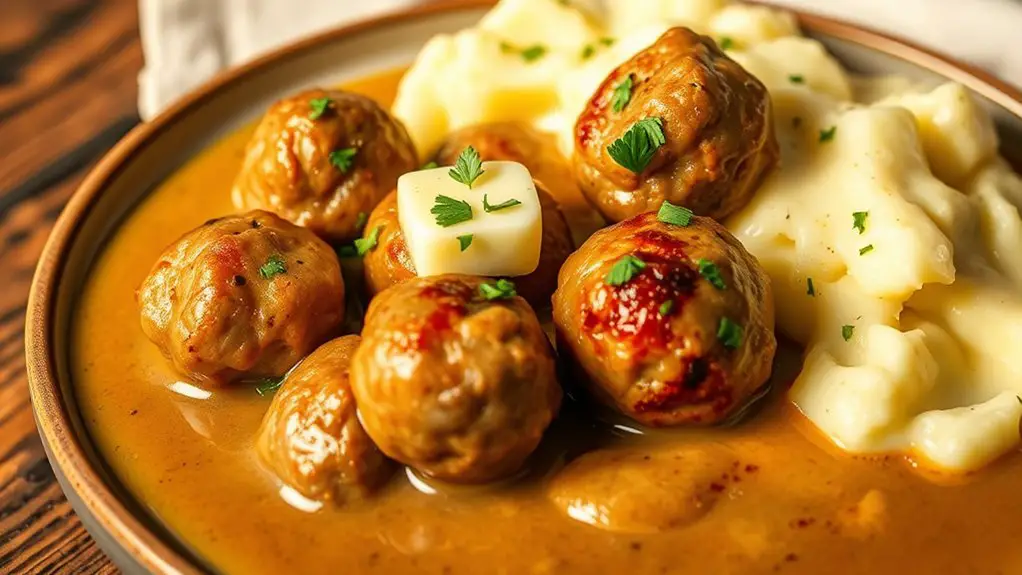 savory meatballs with gravy