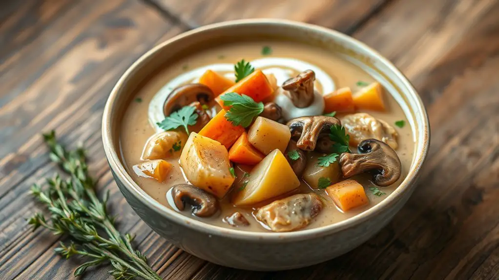 savory mushroom chicken stew