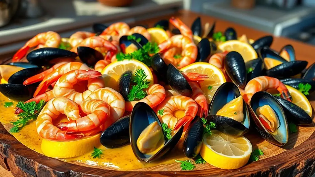 seafood medley with lemon garlic