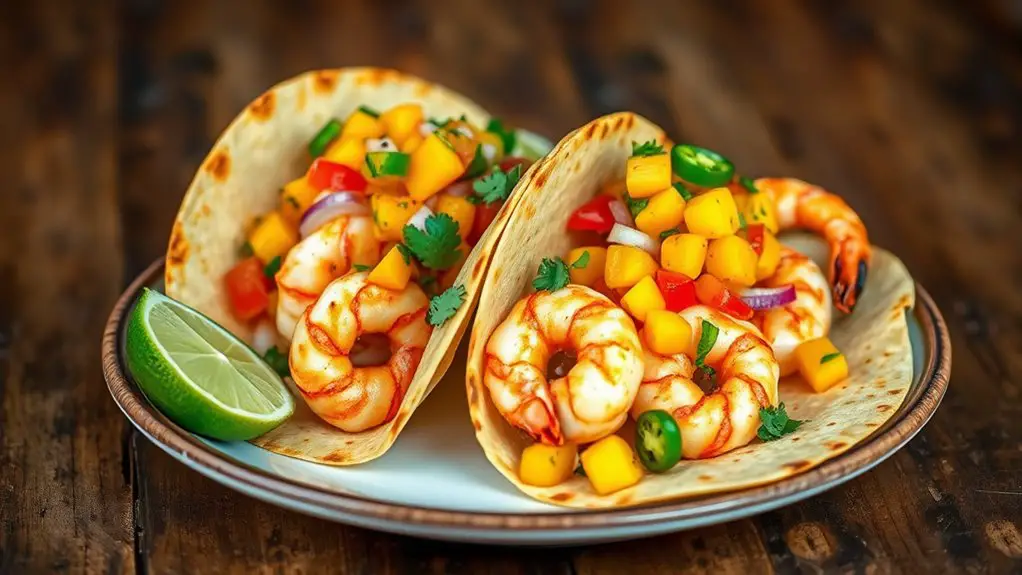 shrimp tacos with mango