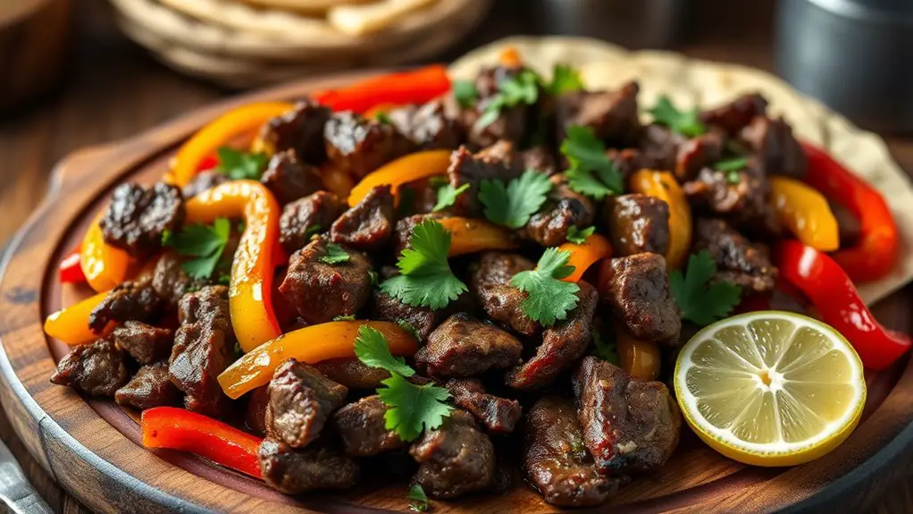 sizzling marinated beef strips